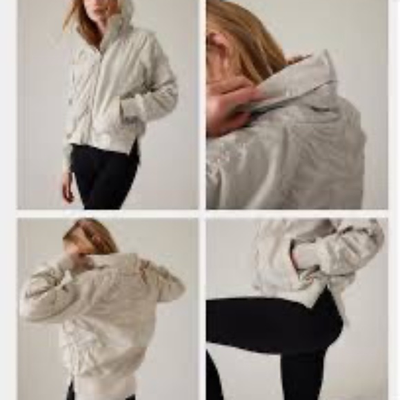 Athleta Light Gray/Blue Full Zip High Neck Jacket Women’s Size Small - Picture 1 of 9